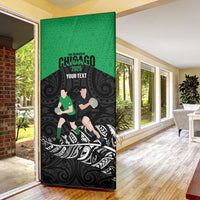 New Zealand and Ireland Rugby Custom Door Cover Chicago 2025 Go All Black Shamrocks - Polynesian Pride
