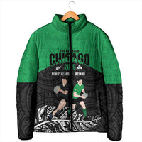 New Zealand and Ireland Rugby Custom Padded Jacket Chicago 2025 Go All Black Shamrocks - Polynesian Pride