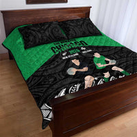 New Zealand and Ireland Rugby Quilt Bed Set Chicago 2025 Go All Black Shamrocks - Polynesian Pride