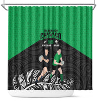 New Zealand and Ireland Rugby Shower Curtain Chicago 2025 Go All Black Shamrocks - Polynesian Pride