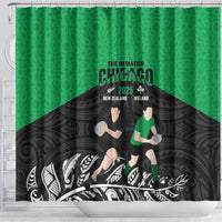 New Zealand and Ireland Rugby Shower Curtain Chicago 2025 Go All Black Shamrocks - Polynesian Pride