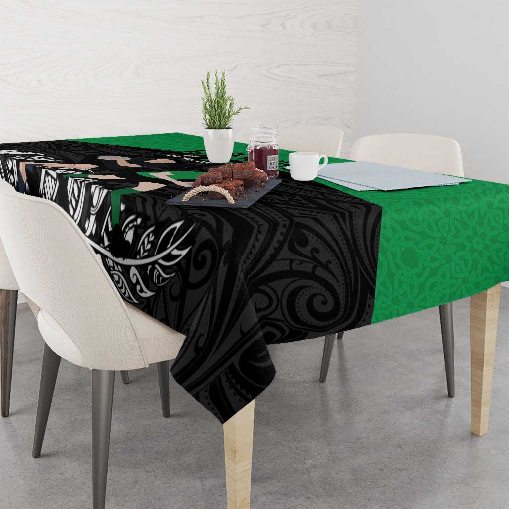 New Zealand and Ireland Rugby Tablecloth Chicago 2025 Go All Black Shamrocks - Polynesian Pride