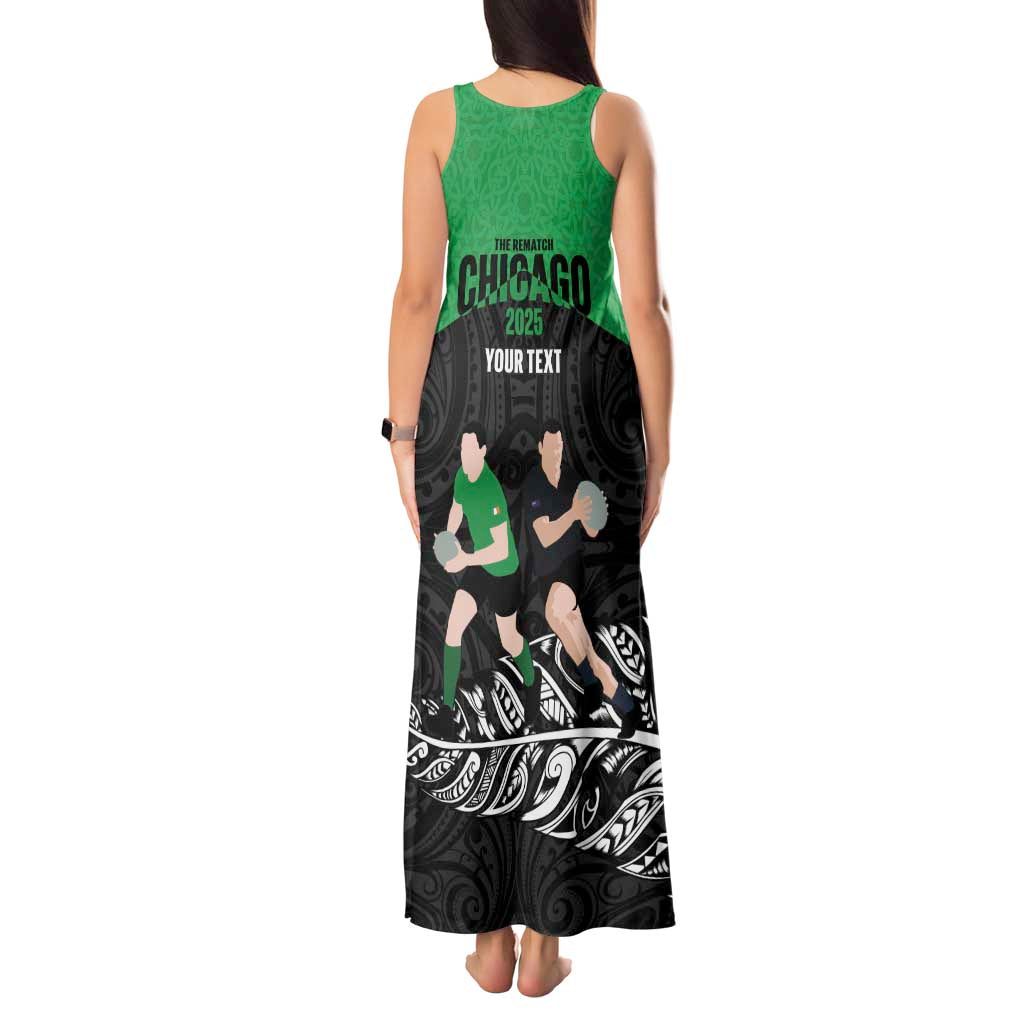 New Zealand and Ireland Rugby Custom Tank Maxi Dress Chicago 2025 Go All Black Shamrocks - Polynesian Pride