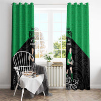 New Zealand and Ireland Rugby Window Curtain Chicago 2025 Go All Black Shamrocks - Polynesian Pride