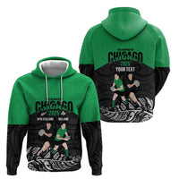 New Zealand and Ireland Rugby Custom Zip Hoodie Chicago 2025 Go All Black Shamrocks - Polynesian Pride
