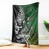 New Zealand and South Africa Rugby Custom Blanket Maori Tiki Fern Springboks Kente Pattern - Polynesian Pride