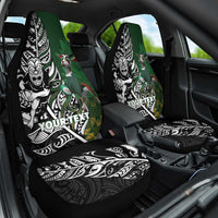 New Zealand and South Africa Rugby Custom Car Seat Cover Maori Tiki Fern Springboks Kente Pattern - Polynesian Pride
