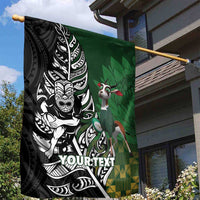 New Zealand and South Africa Rugby Custom Garden Flag Maori Tiki Fern Springboks Kente Pattern - Polynesian Pride