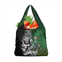 New Zealand and South Africa Rugby Custom Grocery Bag Maori Tiki Fern Springboks Kente Pattern - Polynesian Pride
