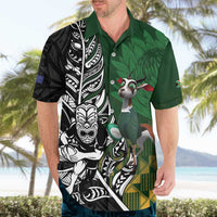 New Zealand and South Africa Rugby Custom Hawaiian Shirt Maori Tiki Fern Springboks Kente Pattern - Polynesian Pride