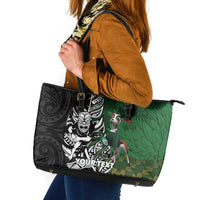 New Zealand and South Africa Rugby Custom Leather Tote Bag Maori Tiki Fern Springboks Kente Pattern - Polynesian Pride