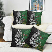 New Zealand and South Africa Rugby Custom Pillow Cover Maori Tiki Fern Springboks Kente Pattern - Polynesian Pride
