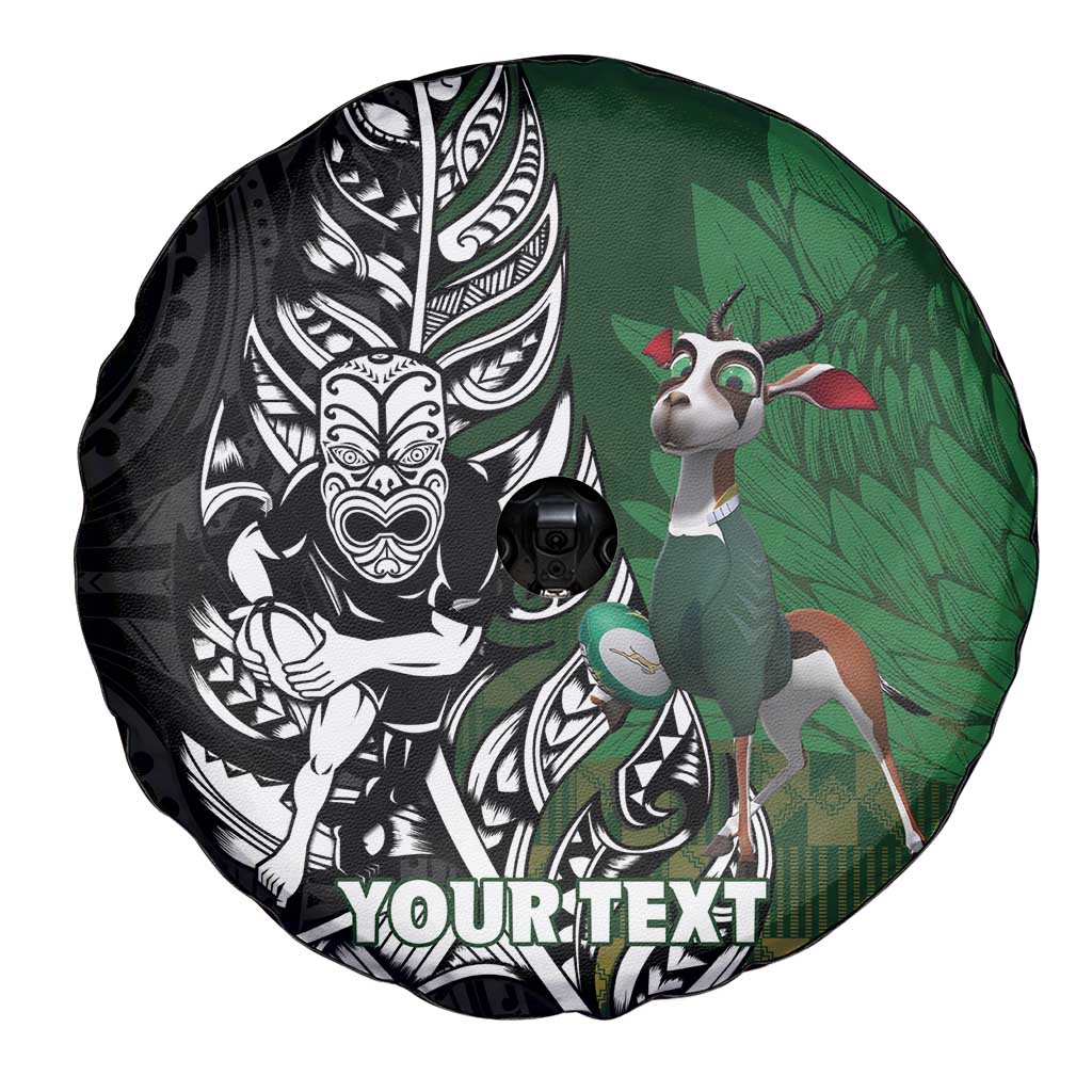New Zealand and South Africa Rugby Custom Spare Tire Cover Maori Tiki Fern Springboks Kente Pattern - Polynesian Pride