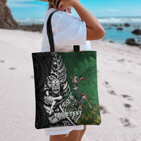 New Zealand and South Africa Rugby Custom Tote Bag Maori Tiki Fern Springboks Kente Pattern - Polynesian Pride