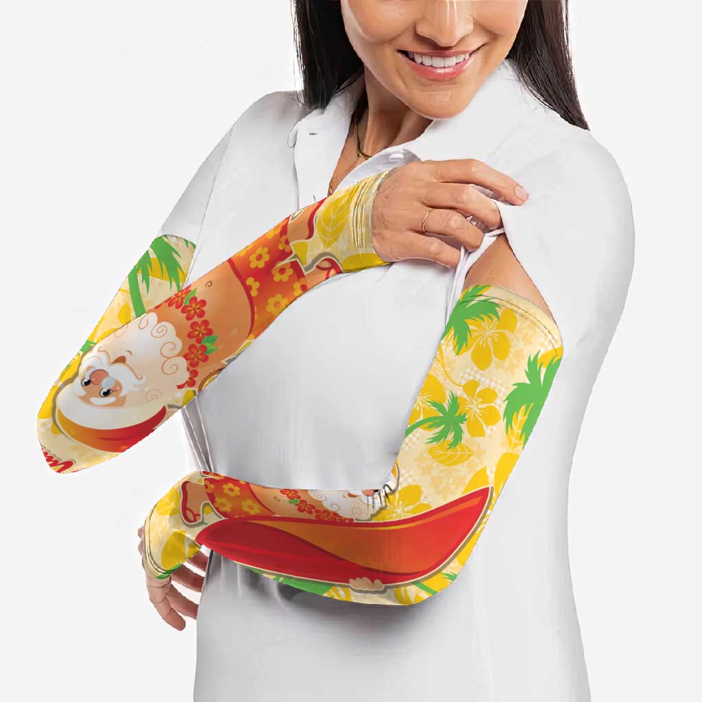 Aloha Hawaii Christmas Arm Sleeves Mele Kalikimaka Funny Santa Palaka Quilt Motifs - Polynesian Pride