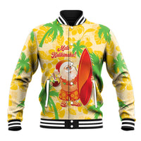 Aloha Hawaii Christmas Baseball Jacket Mele Kalikimaka Funny Santa Palaka Quilt Motifs - Polynesian Pride