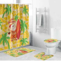 Aloha Hawaii Christmas Bathroom Set Mele Kalikimaka Funny Santa Palaka Quilt Motifs - Polynesian Pride