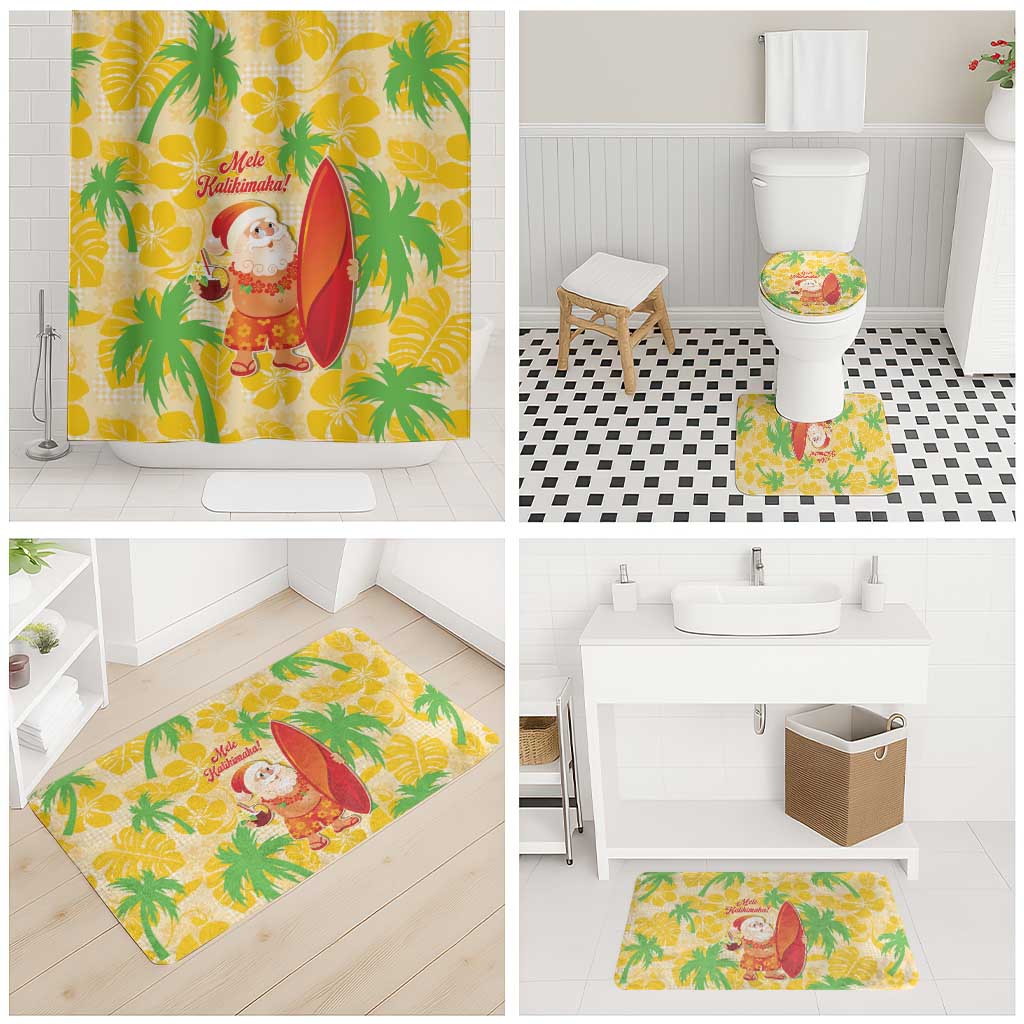 Aloha Hawaii Christmas Bathroom Set Mele Kalikimaka Funny Santa Palaka Quilt Motifs - Polynesian Pride