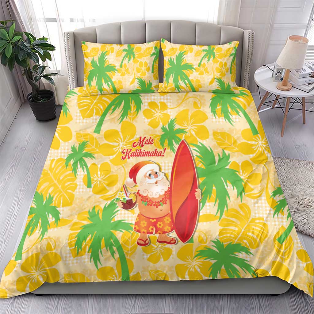 Aloha Hawaii Christmas Bedding Set Mele Kalikimaka Funny Santa Palaka Quilt Motifs - Polynesian Pride