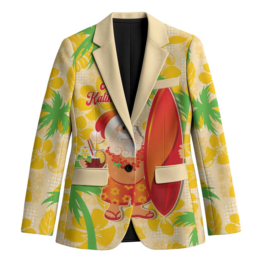 Aloha Hawaii Christmas Blazer Mele Kalikimaka Funny Santa Palaka Quilt Motifs - Polynesian Pride