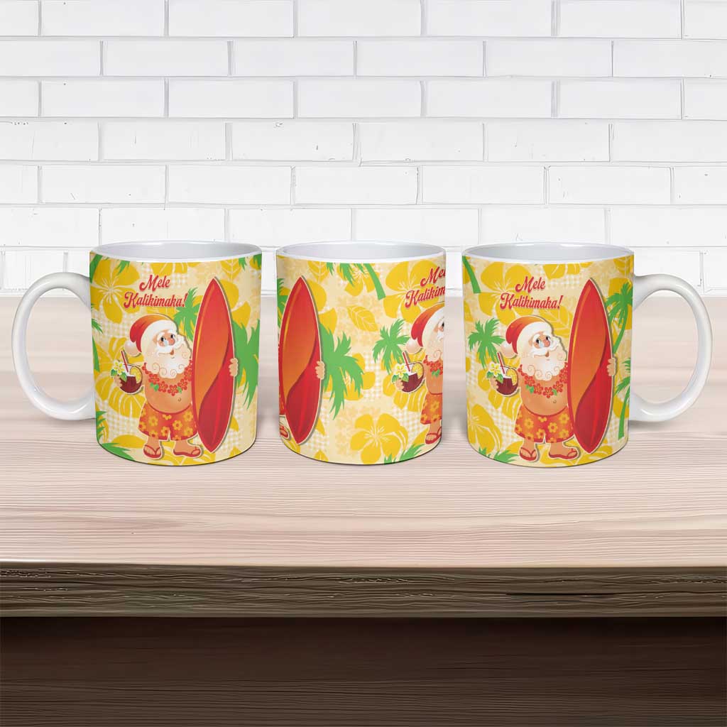 Aloha Hawaii Christmas Ceramic Mug Mele Kalikimaka Funny Santa Palaka Quilt Motifs - Polynesian Pride