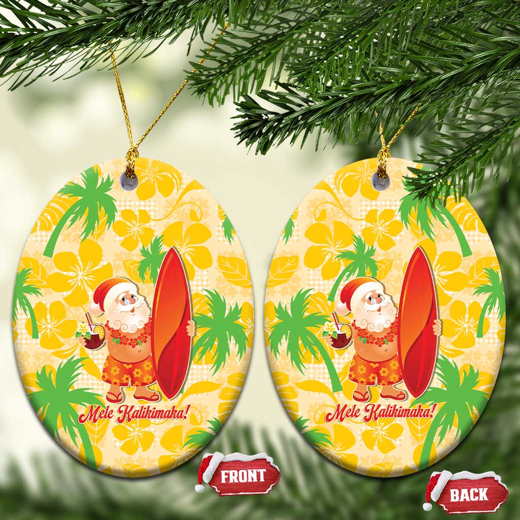 Aloha Hawaii Christmas Ceramic Ornament Mele Kalikimaka Funny Santa Palaka Quilt Motifs - Polynesian Pride
