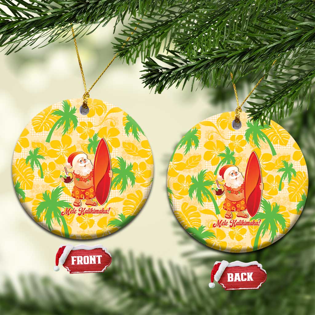 Aloha Hawaii Christmas Ceramic Ornament Mele Kalikimaka Funny Santa Palaka Quilt Motifs - Polynesian Pride