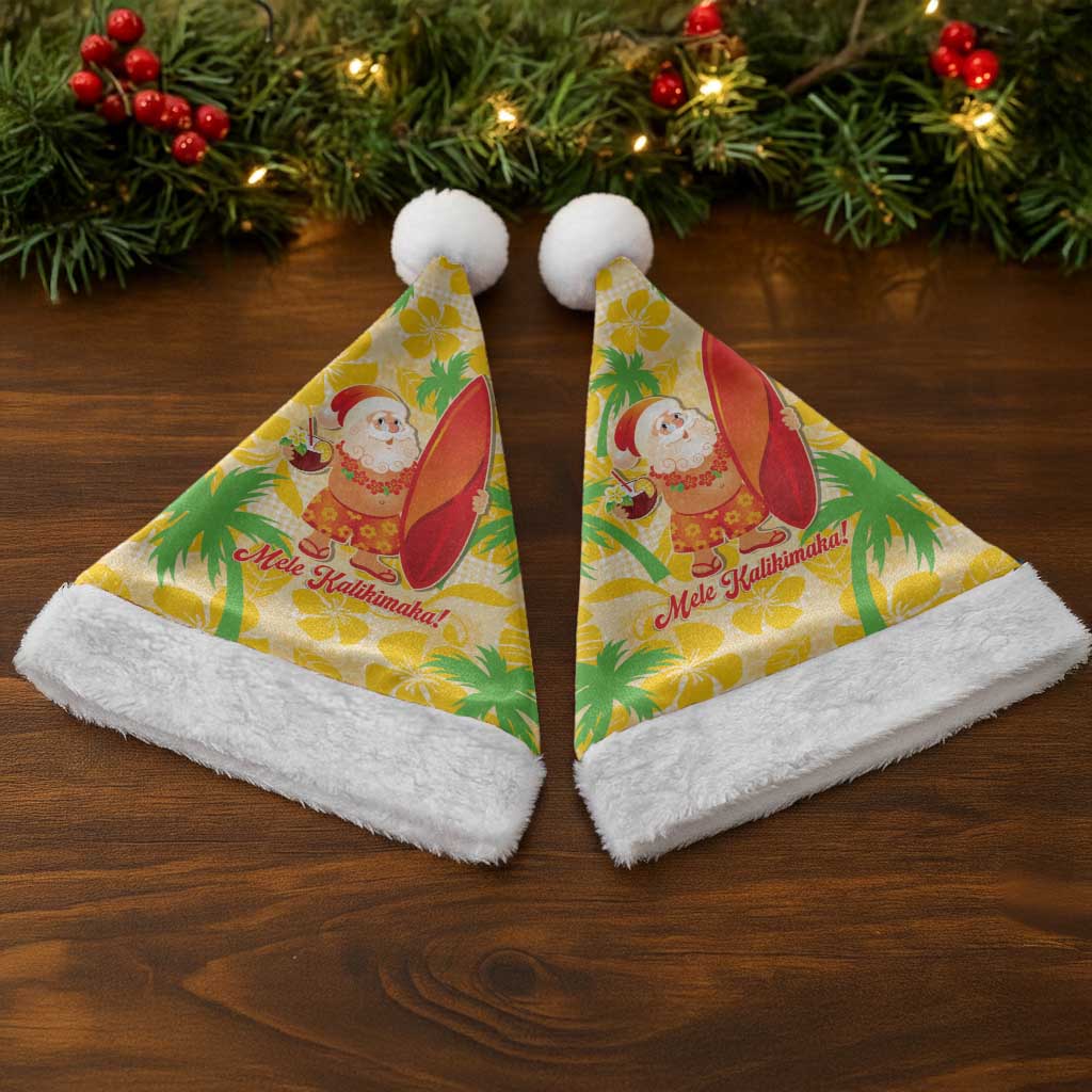 Aloha Hawaii Christmas Santa Hat Mele Kalikimaka Funny Santa Palaka Quilt Motifs - Polynesian Pride