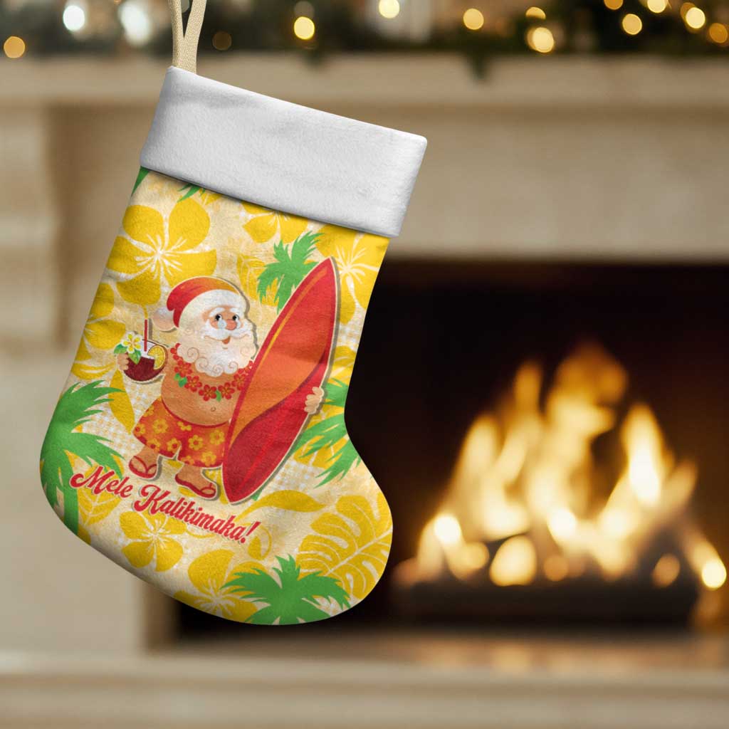 Aloha Hawaii Christmas Stocking Mele Kalikimaka Funny Santa Palaka Quilt Motifs - Polynesian Pride