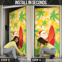 Aloha Hawaii Christmas Door Cover Mele Kalikimaka Funny Santa Palaka Quilt Motifs - Polynesian Pride