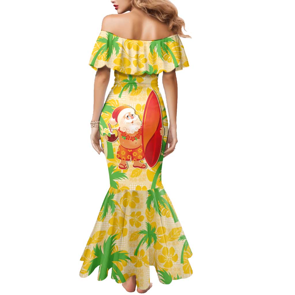 Aloha Hawaii Christmas Family Matching Mermaid Dress and Hawaiian Shirt Mele Kalikimaka Funny Santa Palaka Quilt Motifs - Polynesian Pride