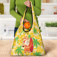 Aloha Hawaii Christmas Grocery Bag Mele Kalikimaka Funny Santa Palaka Quilt Motifs - Polynesian Pride