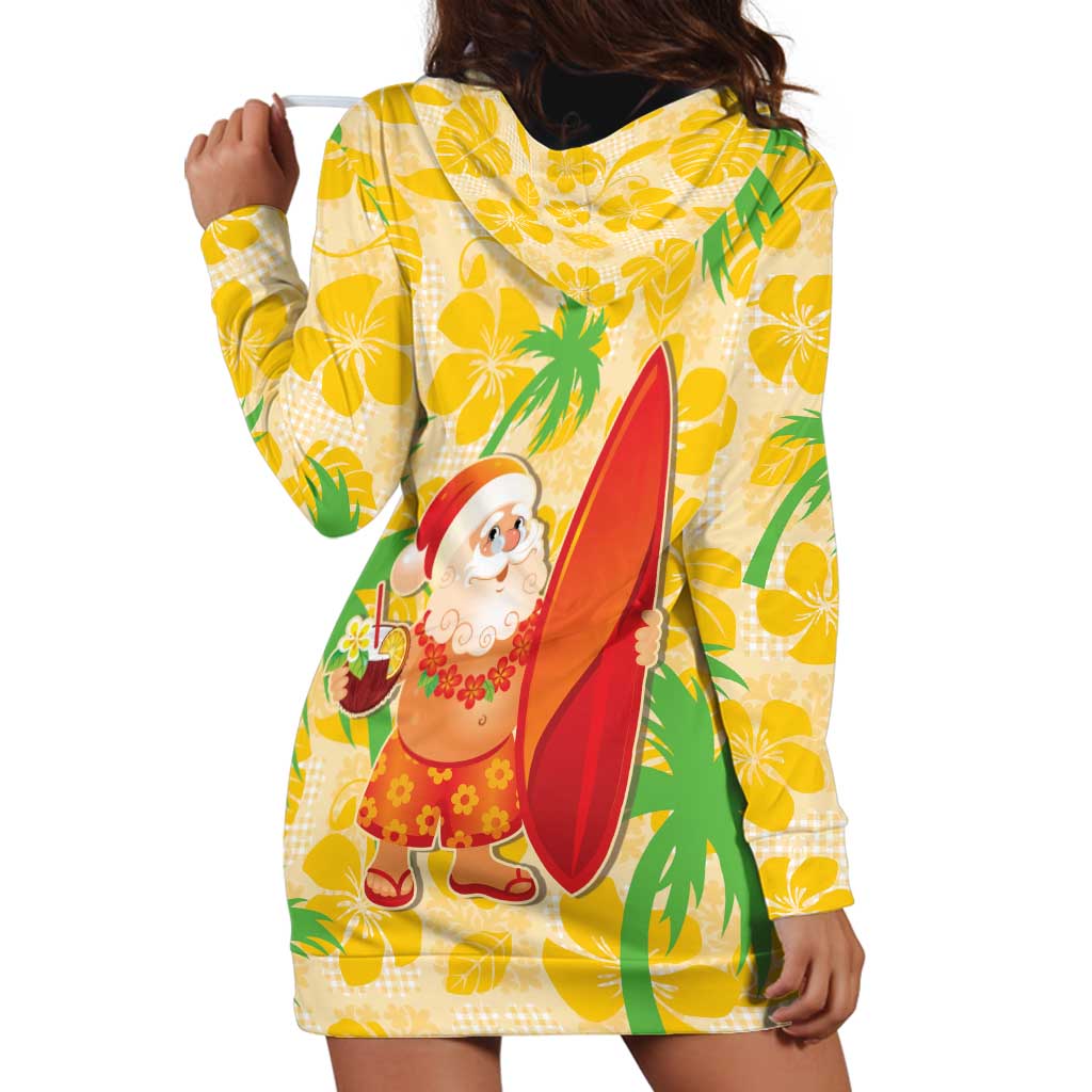Aloha Hawaii Christmas Hoodie Dress Mele Kalikimaka Funny Santa Palaka Quilt Motifs - Polynesian Pride