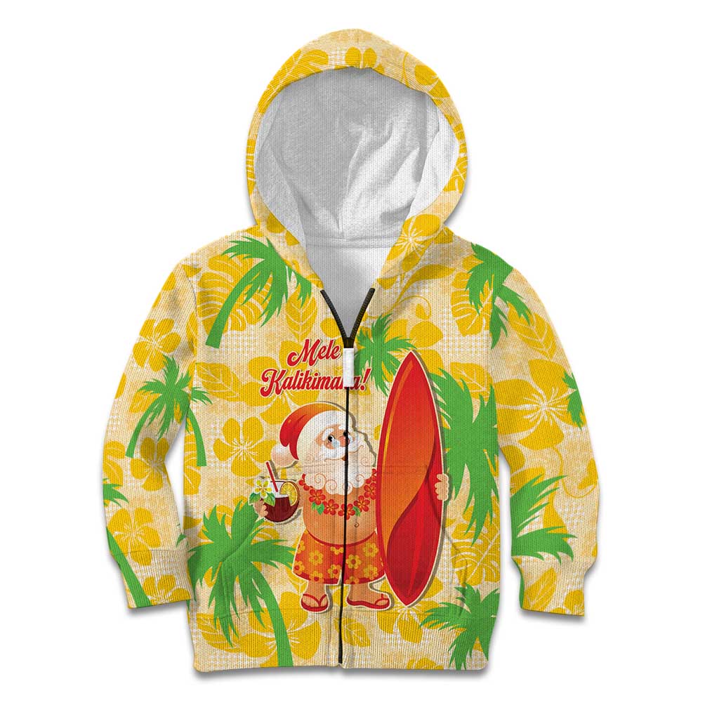 Aloha Hawaii Christmas Kid Hoodie Mele Kalikimaka Funny Santa Palaka Quilt Motifs - Polynesian Pride