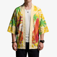 Aloha Hawaii Christmas Kimono Mele Kalikimaka Funny Santa Palaka Quilt Motifs - Polynesian Pride