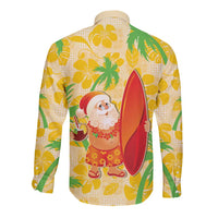 Aloha Hawaii Christmas Long Sleeve Button Shirt Mele Kalikimaka Funny Santa Palaka Quilt Motifs - Polynesian Pride