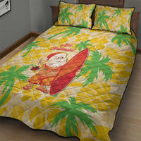 Aloha Hawaii Christmas Quilt Bed Set Mele Kalikimaka Funny Santa Palaka Quilt Motifs - Polynesian Pride