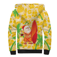 Aloha Hawaii Christmas Sherpa Hoodie Mele Kalikimaka Funny Santa Palaka Quilt Motifs - Polynesian Pride