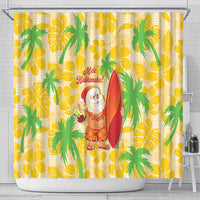 Aloha Hawaii Christmas Shower Curtain Mele Kalikimaka Funny Santa Palaka Quilt Motifs - Polynesian Pride