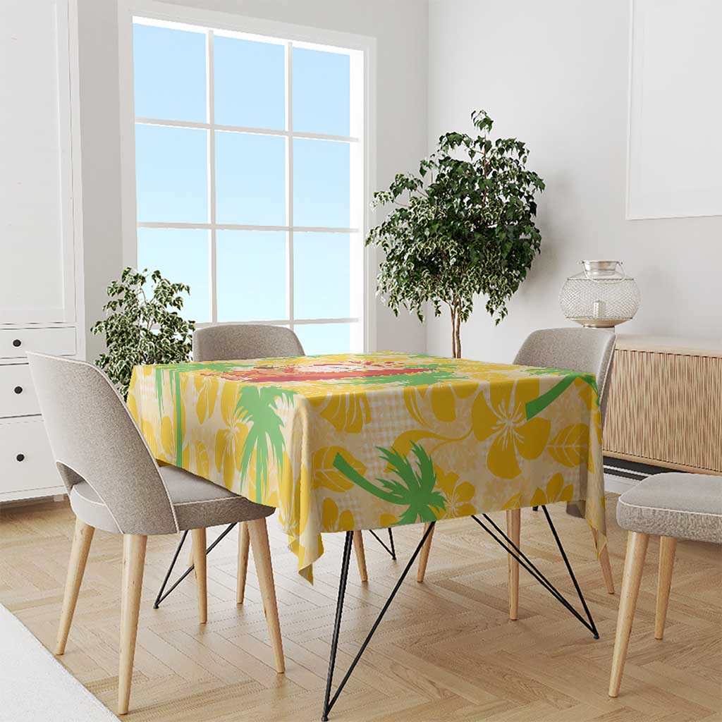 Aloha Hawaii Christmas Tablecloth Mele Kalikimaka Funny Santa Palaka Quilt Motifs - Polynesian Pride