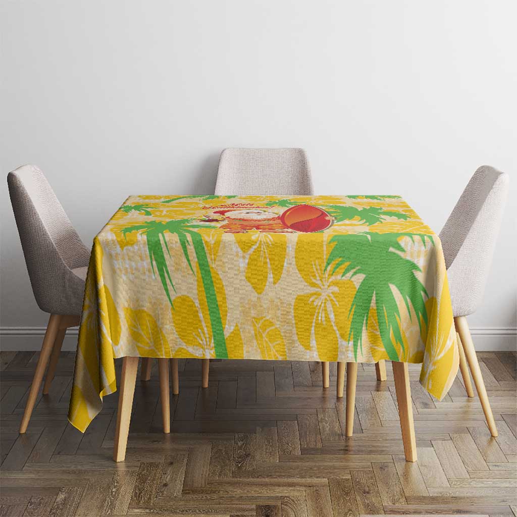 Aloha Hawaii Christmas Tablecloth Mele Kalikimaka Funny Santa Palaka Quilt Motifs - Polynesian Pride