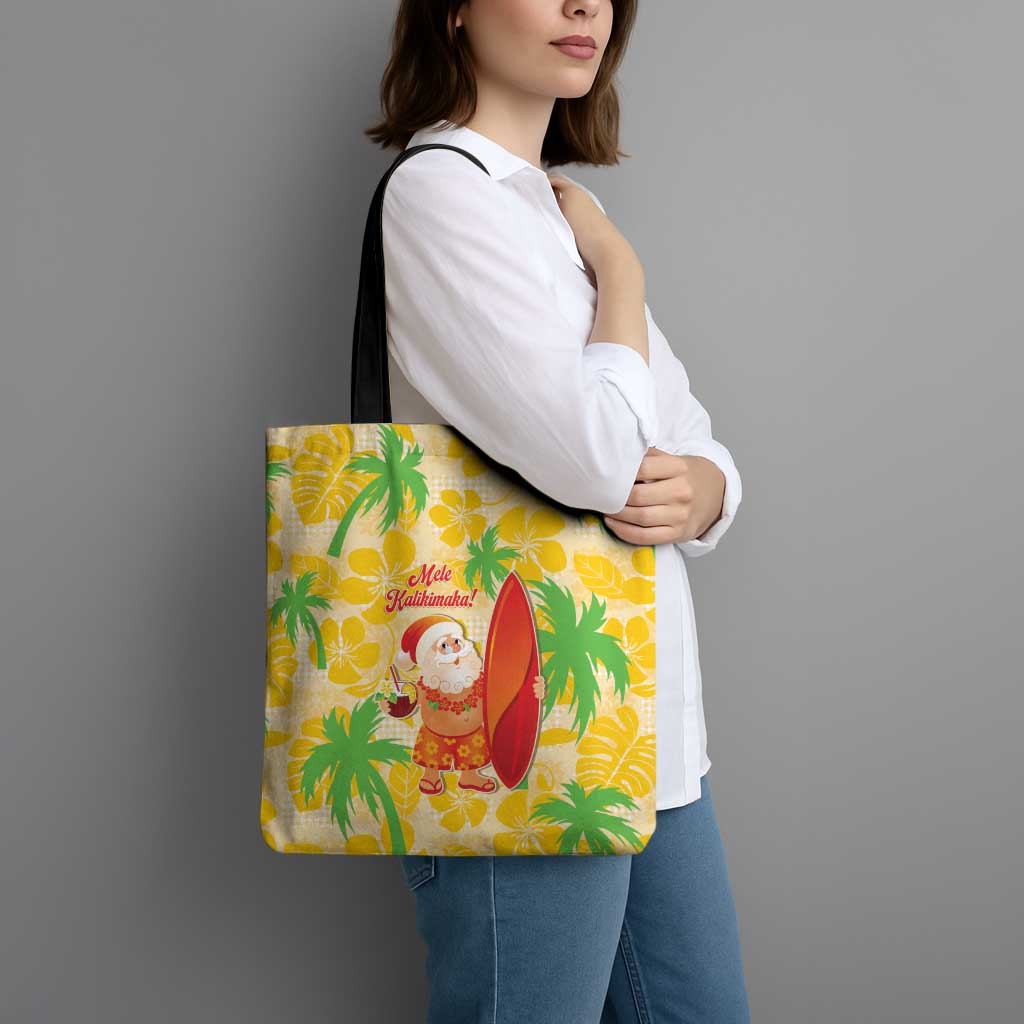 Aloha Hawaii Christmas Tote Bag Mele Kalikimaka Funny Santa Palaka Quilt Motifs - Polynesian Pride