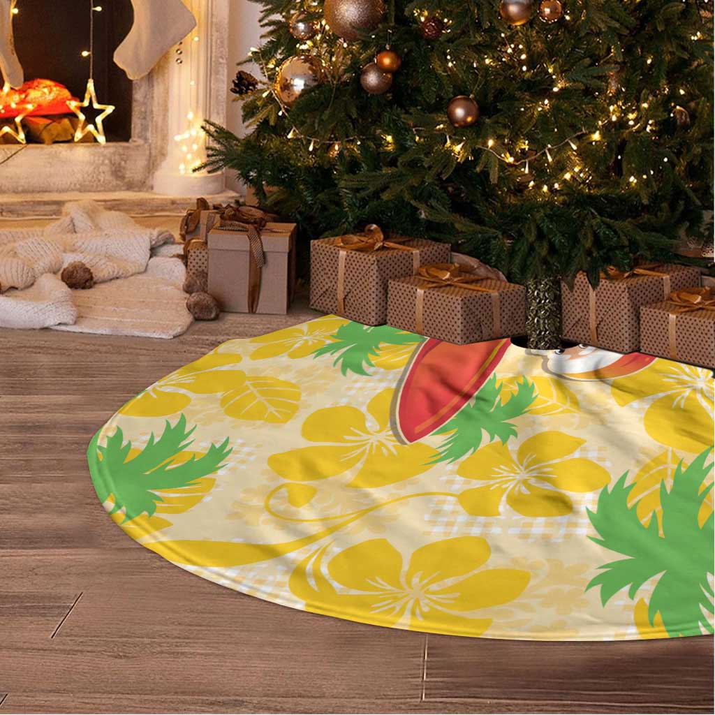 Aloha Hawaii Christmas Tree Skirt Mele Kalikimaka Funny Santa Palaka Quilt Motifs - Polynesian Pride