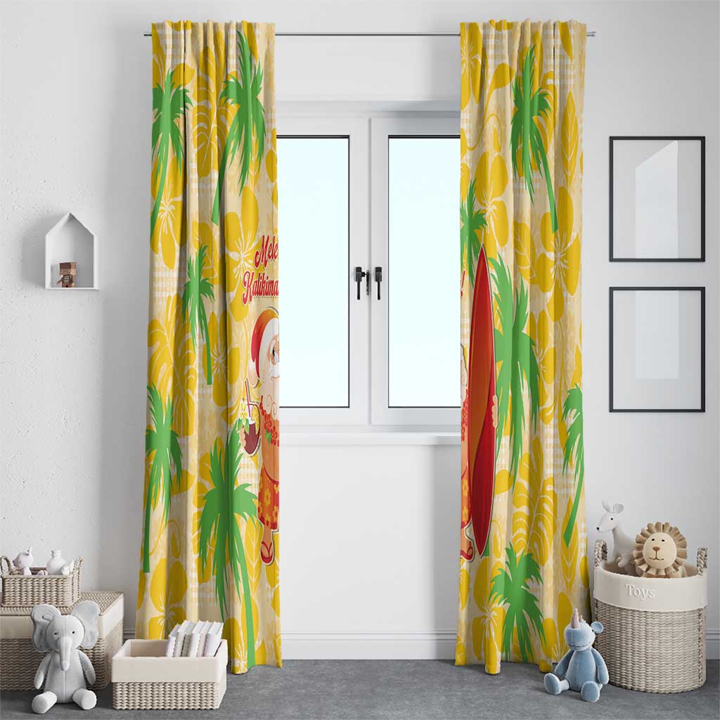 Aloha Hawaii Christmas Window Curtain Mele Kalikimaka Funny Santa Palaka Quilt Motifs - Polynesian Pride