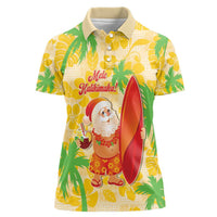 Aloha Hawaii Christmas Women Polo Shirt Mele Kalikimaka Funny Santa Palaka Quilt Motifs - Polynesian Pride