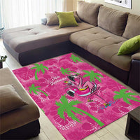 Aloha Hawaii Christmas Area Rug Mele Kalikimaka Chill Flamingo Palaka Quilt Motifs - Polynesian Pride