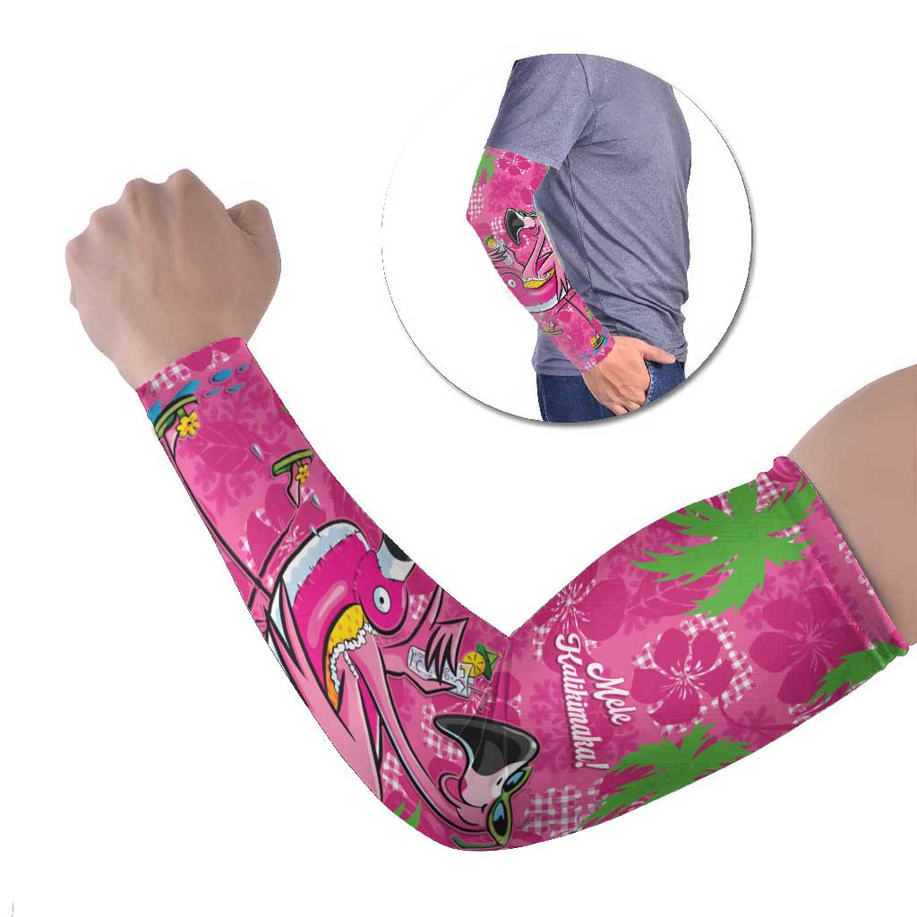 Aloha Hawaii Christmas Arm Sleeves Mele Kalikimaka Chill Flamingo Palaka Quilt Motifs - Polynesian Pride