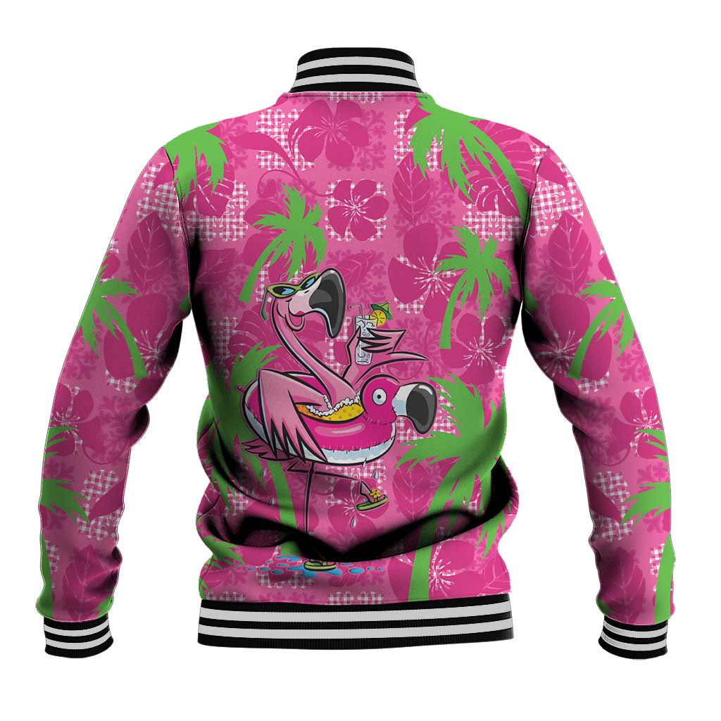 Aloha Hawaii Christmas Baseball Jacket Mele Kalikimaka Chill Flamingo Palaka Quilt Motifs - Polynesian Pride