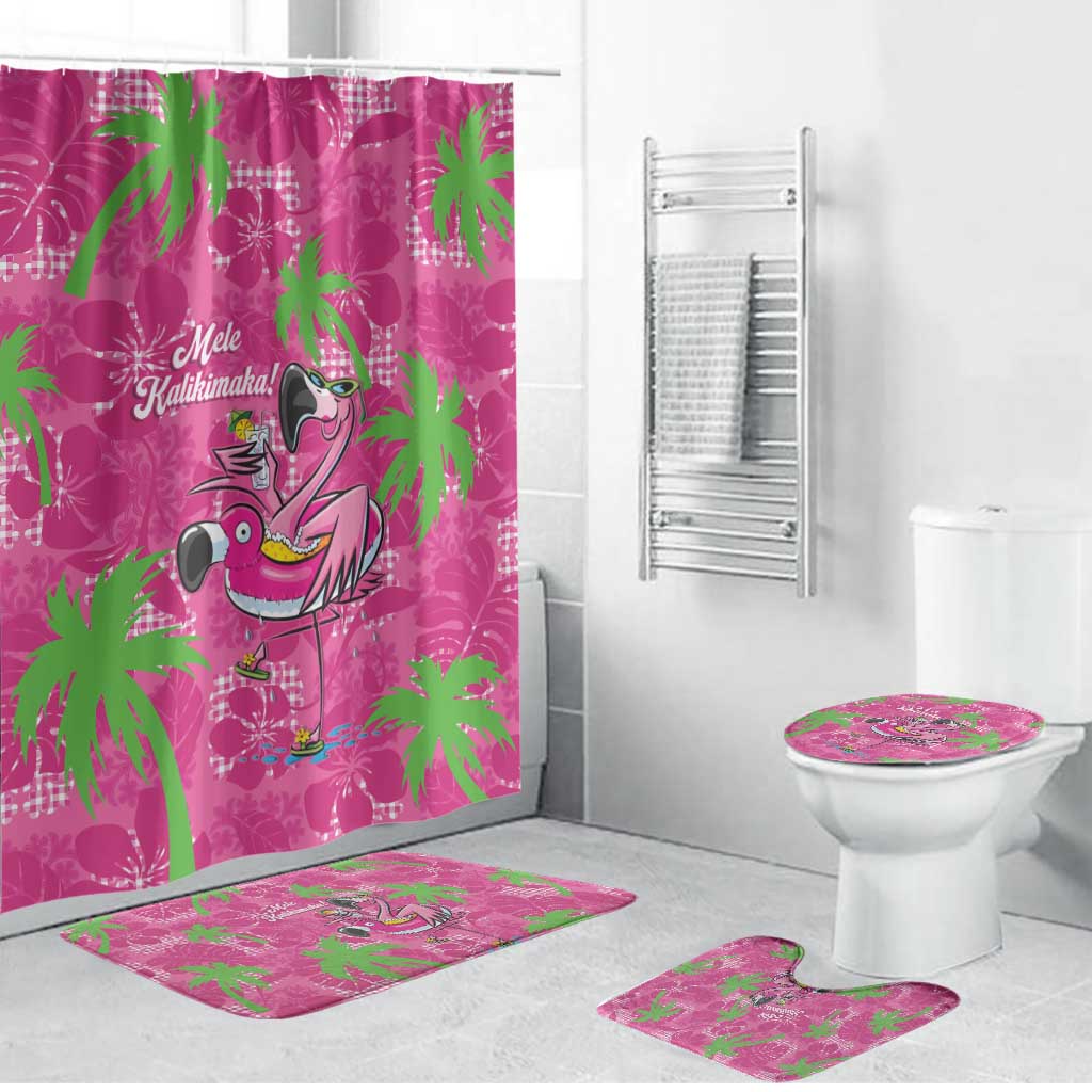 Aloha Hawaii Christmas Bathroom Set Mele Kalikimaka Chill Flamingo Palaka Quilt Motifs - Polynesian Pride