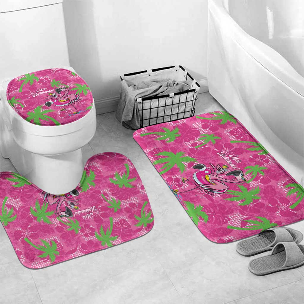 Aloha Hawaii Christmas Bathroom Set Mele Kalikimaka Chill Flamingo Palaka Quilt Motifs - Polynesian Pride